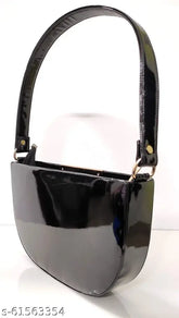 Black synthetic slingbag, lightweight design with short shoulder handle for women, perfect everyday essential carrier